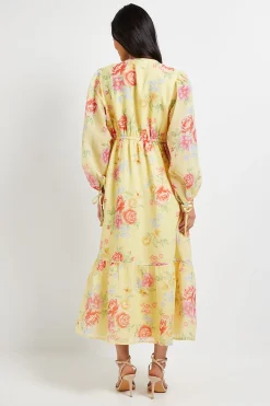 Dorothy Perkins Robe Maxi Petite À Manches Bouffantes Avec Détail Cache-cœur Imprimé<Femme Robes À Manches Longues|Robes