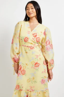 Dorothy Perkins Robe Maxi Petite À Manches Bouffantes Avec Détail Cache-cœur Imprimé<Femme Robes À Manches Longues|Robes