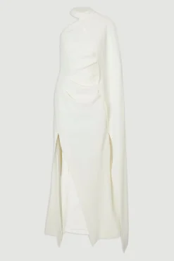 KarenMillen Robe Maxi Petite à Une Épaule avec Manche Cape Taillée Douce<Femme Tailleurs|Robes Bal De Promo