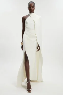 KarenMillen Robe Maxi Petite à Une Épaule avec Manche Cape Taillée Douce<Femme Tailleurs|Robes Bal De Promo
