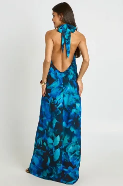 Robe Maxi Plissée À Col Montant Et Imprimé Floral