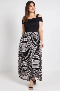 Robe Maxi Plissée En Ponte À Épaules Dénudées