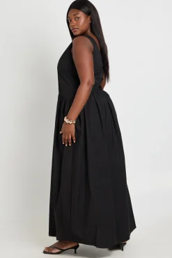 Robe Maxi Plissée En Popeline De Coton Grande Taille