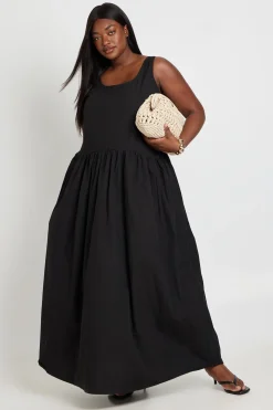 Robe Maxi Plissée En Popeline De Coton Grande Taille