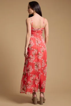 Robe Maxi Plissée À La Taille Avec Panneaux De Dentelle