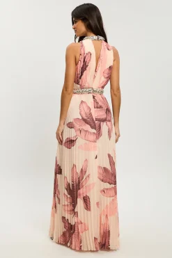 Robe Maxi Plissée Petite Avec Détail De Finition Imprimée