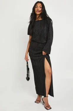 Robe Maxi Plissée Ruchée à Fente