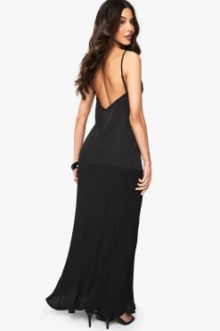 Robe maxi plissée à taille basse