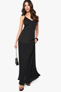 Robe maxi plissée à taille basse