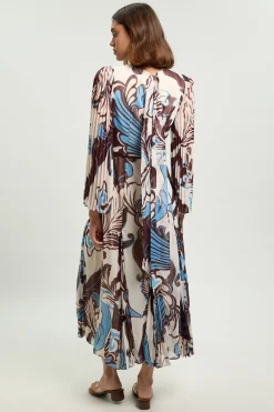 KarenMillen Robe Maxi Plissée Tissée À Motif Paisley Bleu<Femme Toutes Les Robes|Robes Longues