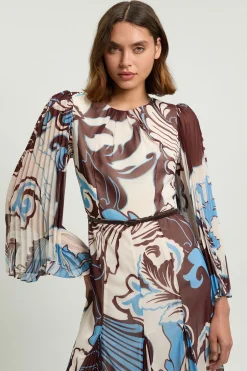 KarenMillen Robe Maxi Plissée Tissée À Motif Paisley Bleu<Femme Toutes Les Robes|Robes Longues