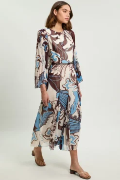 KarenMillen Robe Maxi Plissée Tissée À Motif Paisley Bleu<Femme Toutes Les Robes|Robes Longues