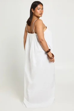 Robe Maxi Plissée À Volume En Popeline De Coton Grande Taille