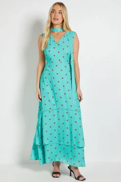 Robe Maxi À Pois Avec Détail Foulard