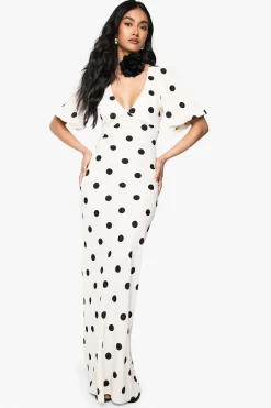 boohoo Robe maxi à pois avec manches bouffantes<Femme Pois|Robes