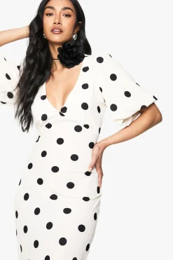 boohoo Robe maxi à pois avec manches bouffantes<Femme Pois|Robes