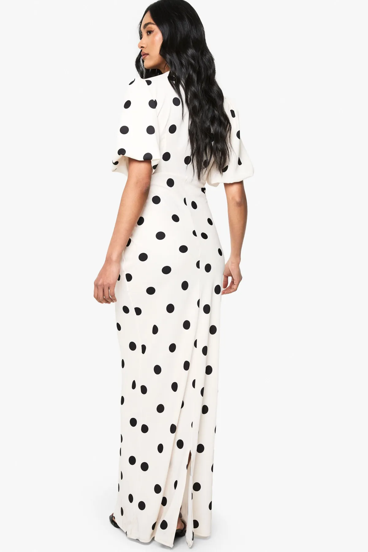 boohoo Robe maxi à pois avec manches bouffantes<Femme Pois|Robes