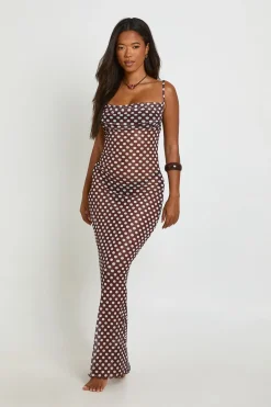 boohoo Robe Maxi À Pois Essentiels Plage<Femme Pois|Robes