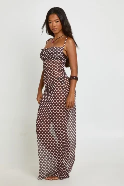 boohoo Robe Maxi À Pois Essentiels Plage<Femme Pois|Robes