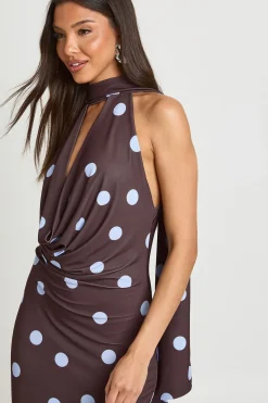 Robe Maxi À Pois Ton Sur Ton Avec Détail Foulard