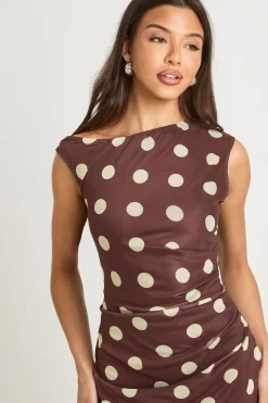 Robe Maxi À Pois Ton Sur Ton Et Encolure Asymétrique