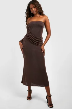 Robe Maxi Portefeuille en Acétate Froncé et Fluide