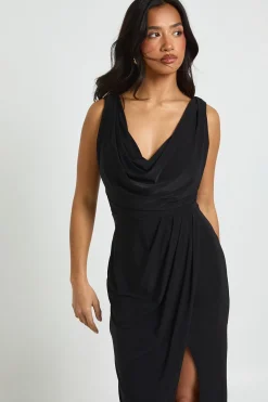 Robe Maxi Portefeuille Froncée En Tissu Slinky Petite