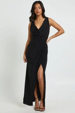 Robe Maxi Portefeuille Froncée En Tissu Slinky Petite