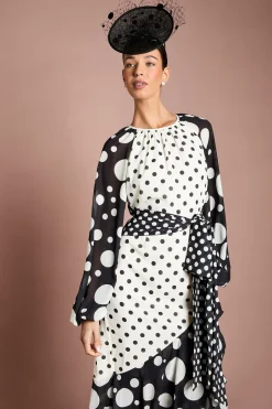 Robe Maxi Portefeuille À Imprimé Pois Mixtes Lisa Tan
