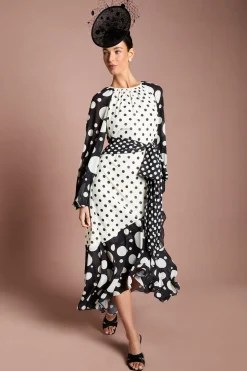 Robe Maxi Portefeuille À Imprimé Pois Mixtes Lisa Tan