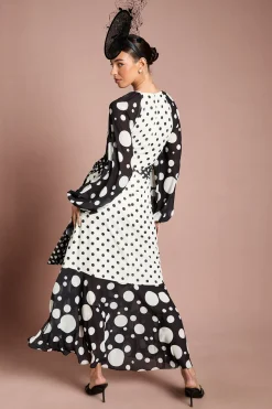 Robe Maxi Portefeuille À Imprimé Pois Mixtes Lisa Tan