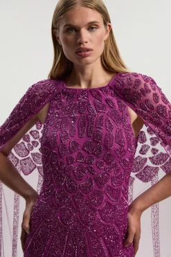 Robe Maxi Premium à cape embellie