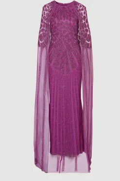 Robe Maxi Premium à cape embellie