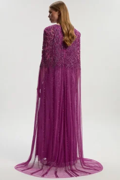 Robe Maxi Premium à cape embellie