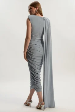 Robe Maxi Premium en Crêpe Soyeux avec Détail Foulard