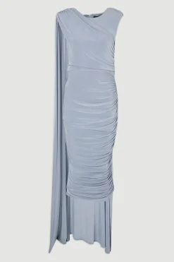 Robe Maxi Premium en Crêpe Soyeux avec Détail Foulard