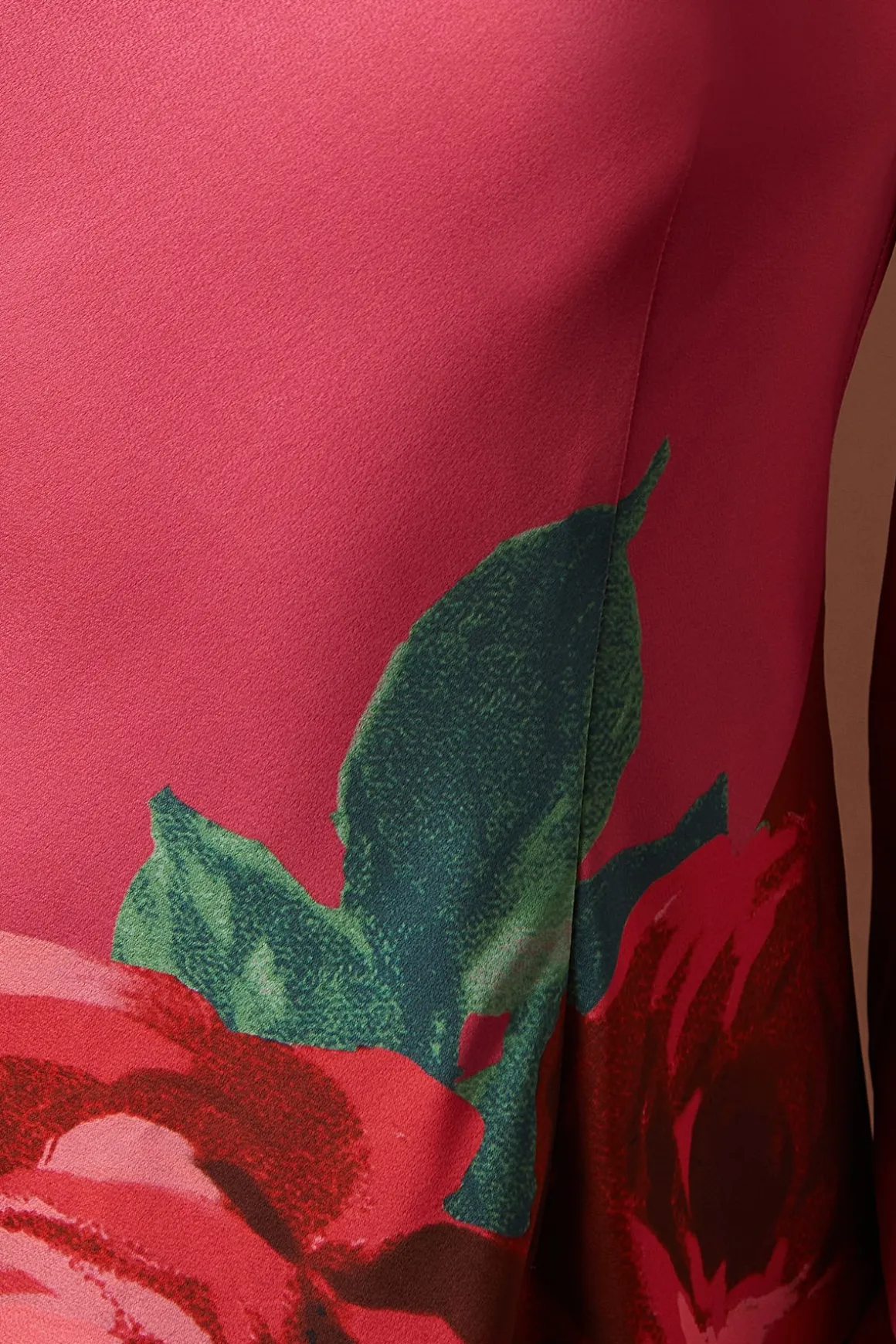 Robe Maxi Premium en Satin à Imprimé Placé avec Détails Boutonnés