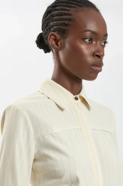 KarenMillen Robe Maxi À Rayures Fines Et Col Tailleur Petite<Femme Toutes Les Robes|Robes Longues