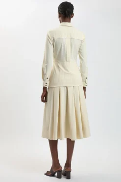 KarenMillen Robe Maxi À Rayures Fines Et Col Tailleur Petite<Femme Toutes Les Robes|Robes Longues