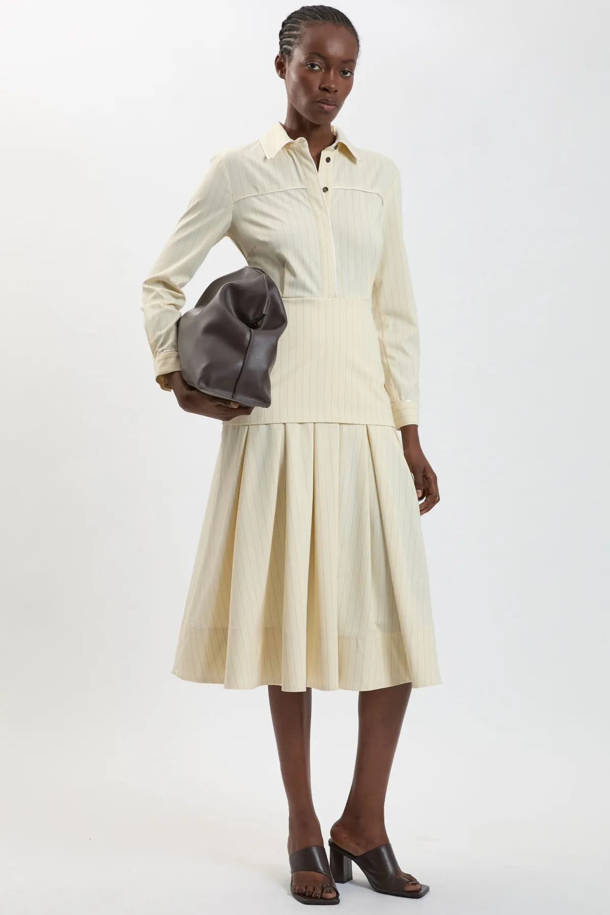 KarenMillen Robe Maxi À Rayures Fines Et Col Tailleur Petite<Femme Toutes Les Robes|Robes Longues