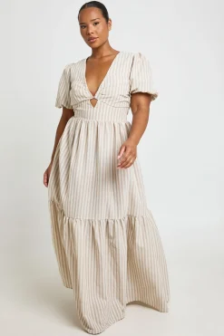 Robe Maxi À Rayures Étagée Grande Taille