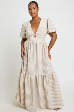 Robe Maxi À Rayures Étagée Grande Taille