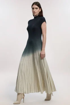 KarenMillen Robe Maxi Sans Manches à Col Montant en Maille Ombrée<Femme Robes À Manches Longues|Robes