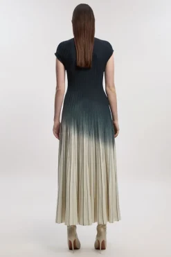 KarenMillen Robe Maxi Sans Manches à Col Montant en Maille Ombrée<Femme Robes À Manches Longues|Robes