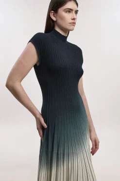 KarenMillen Robe Maxi Sans Manches à Col Montant en Maille Ombrée<Femme Robes À Manches Longues|Robes