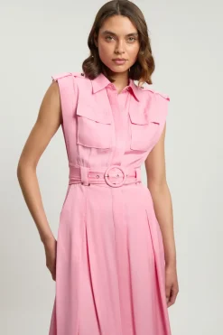 Robe maxi sans manches en lin premium tissé en sergé