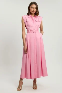 Robe maxi sans manches en lin premium tissé en sergé