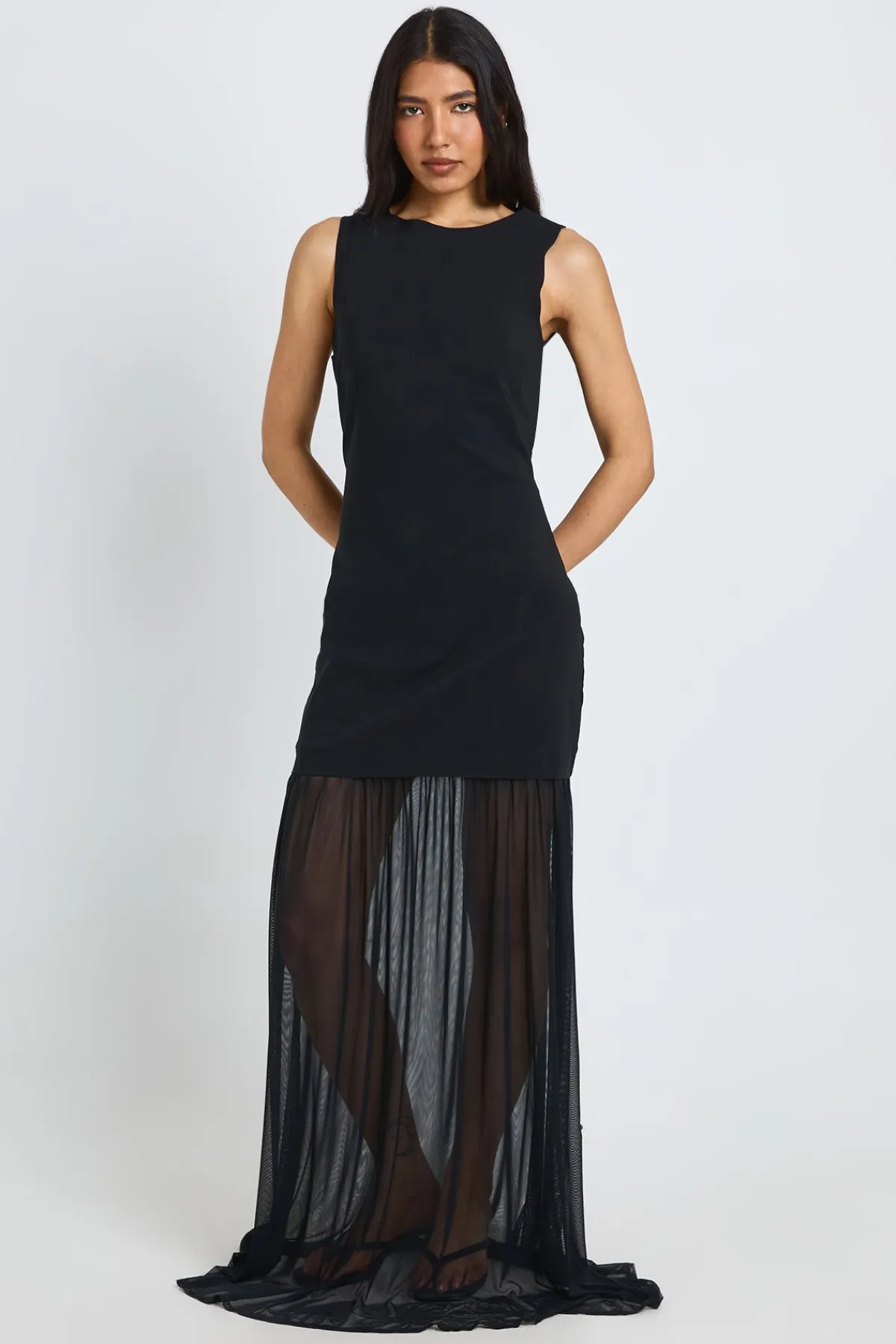 boohoo Robe Maxi Sans Manches Grande Taille Avec Ourlet Transparent<Femme Robes|Robes De Soirée Chic