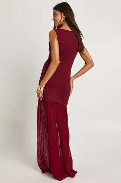 boohoo Robe maxi sans manches à ourlet transparent<Femme Robes|Robe Invitée Mariage