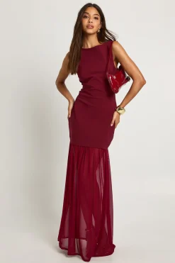 boohoo Robe maxi sans manches à ourlet transparent<Femme Robes|Robe Invitée Mariage